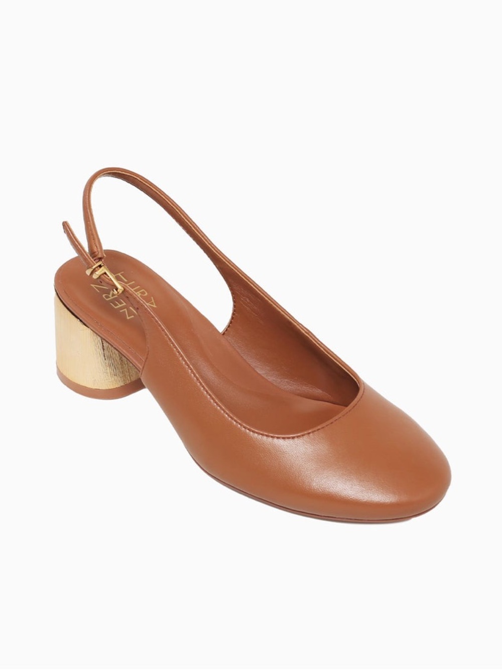 Naturalizer Tan Leather With Gold Slingback Heel - Picture 5 of 6